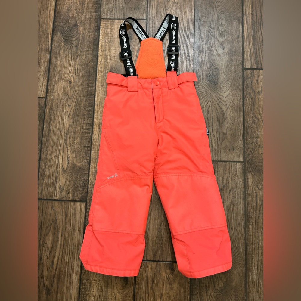 Kamik Kids Girls Pink/Orange Snow Pants Bibbs Size 5